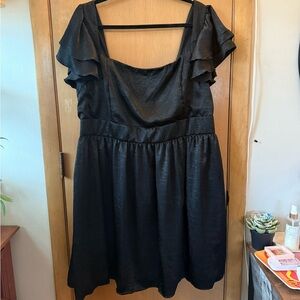 Arula Mini Black Satin Dress